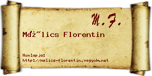 Málics Florentin névjegykártya